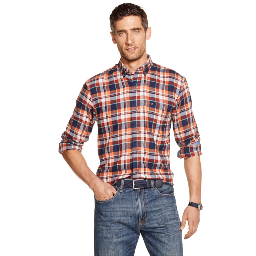 IZOD Men's Long-Sleeve Cotton Blend Plaid Button-Down Shirt - Bob’s Stores