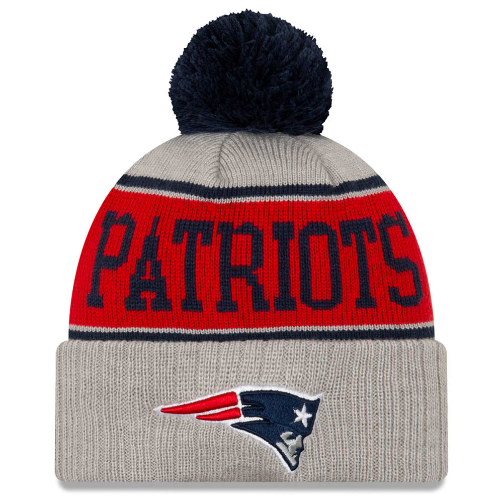 NEW ENGLAND PATRIOTS Men's Stripe Cuffed Knit Beanie with Pom ONE SIZE