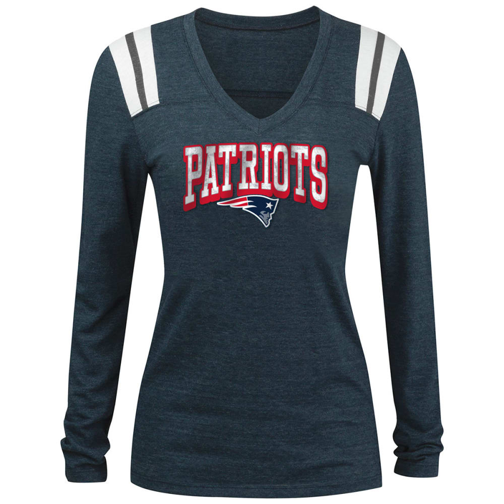 NEW ENGLAND PATRIOTS Women's Tri-Blend Long-Sleeve V-Neck Shirt M