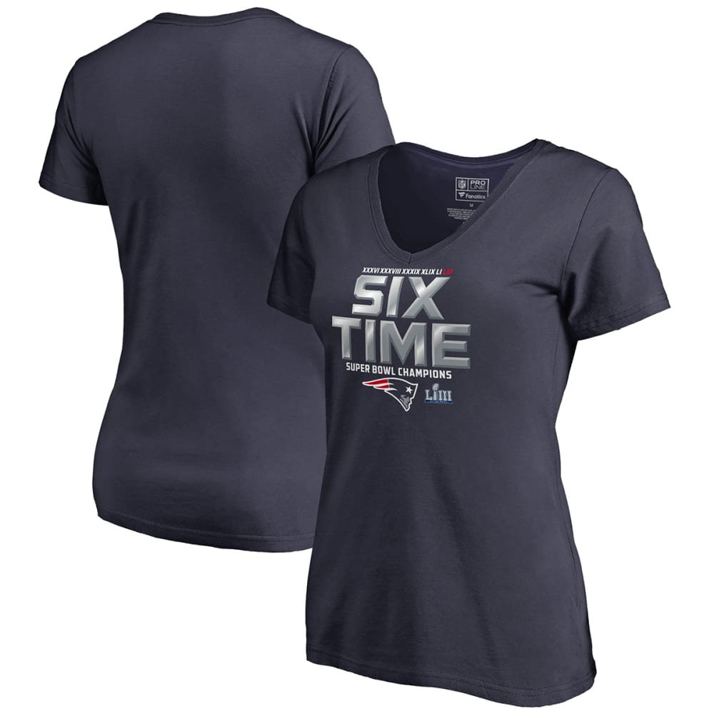 NEW ENGLAND PATRIOTS Women's Super Bowl LIII 6X Champions Short-Sleeve V-Neck Tee S