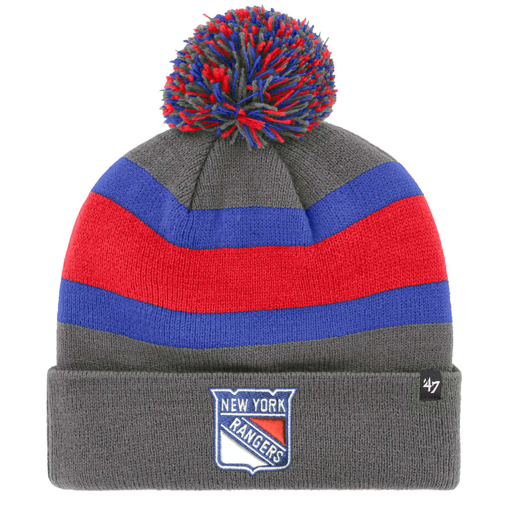 NEW YORK RANGERS Men' Breakaway Cuffed Pom Knit Beanie ONE SIZE