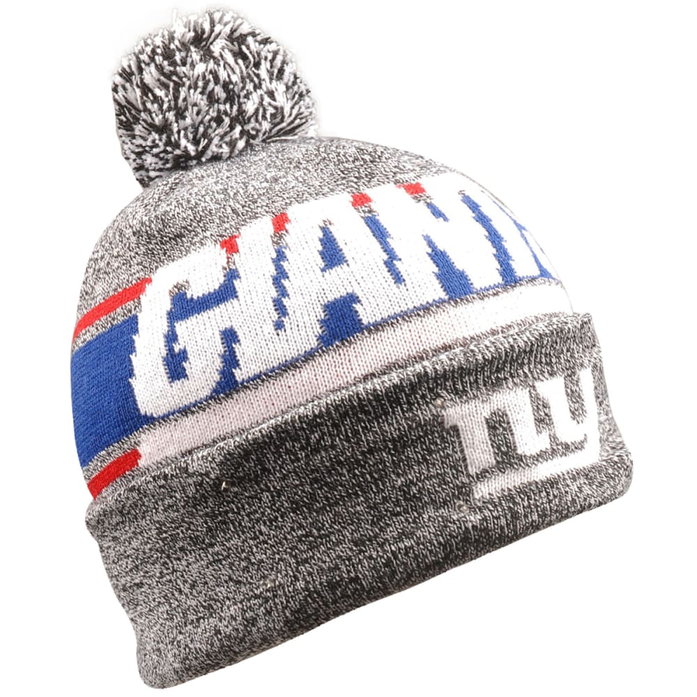 NEW YORK GIANTS Men's Stripe Beanie with Pom ONE SIZE