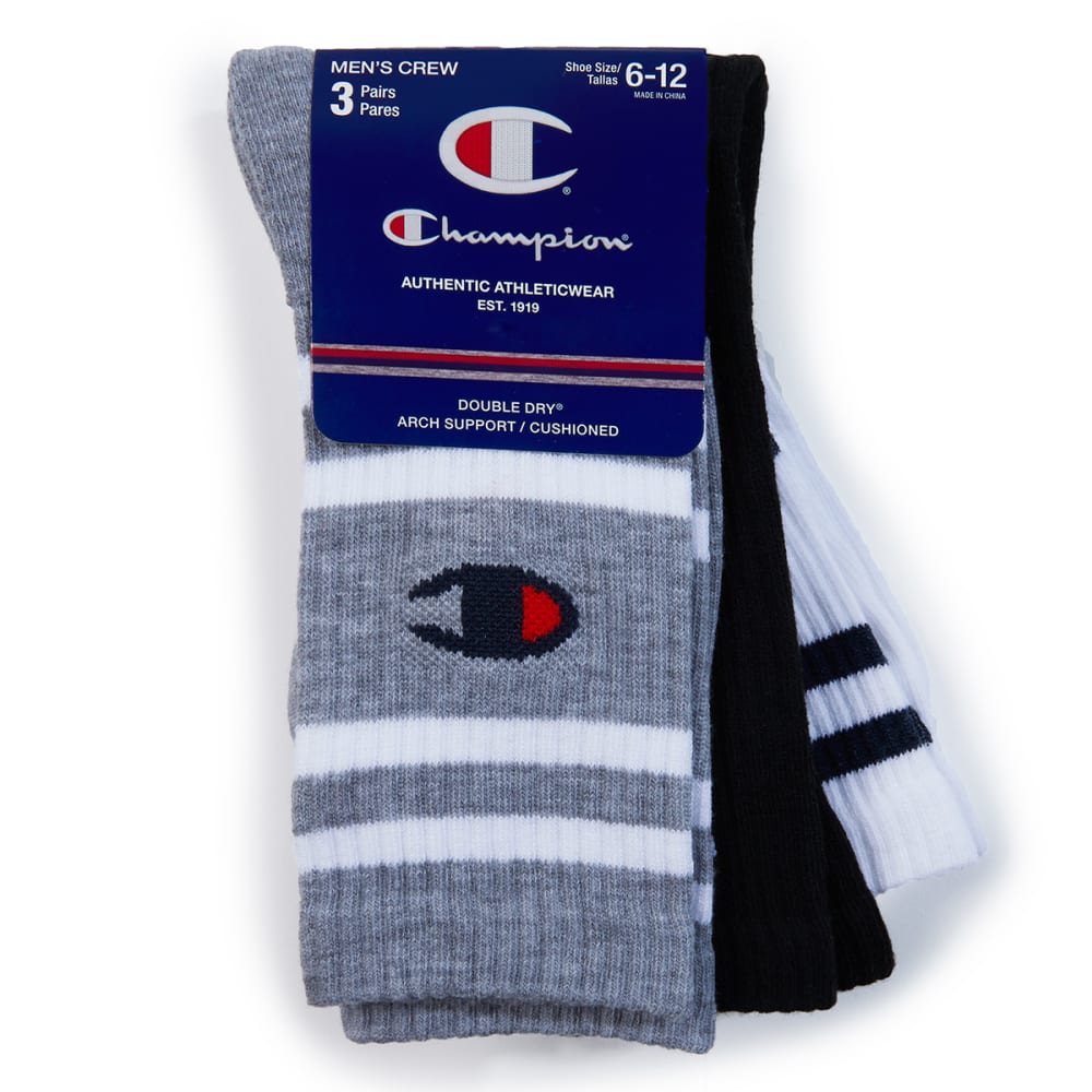 CHAMPION Men's Stripe Crew Socks, 3-Pack - Bob’s Stores