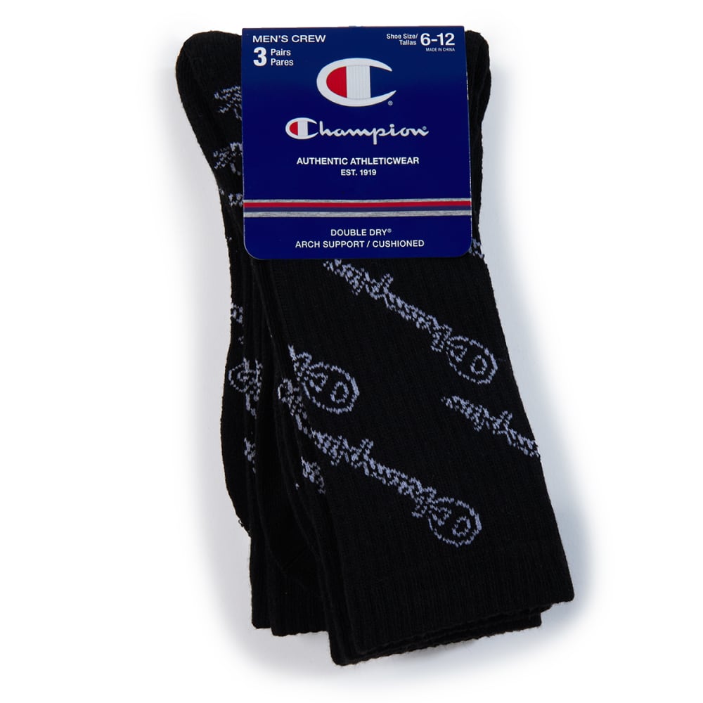 CHAMPION Men's Logo Script Crew Socks, 3-Pack - Bob’s Stores