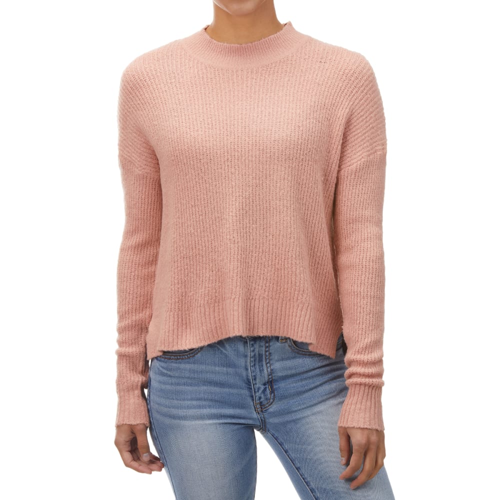 AMBIANCE Juniors' Hi-Low Cropped Mockneck Sweater S