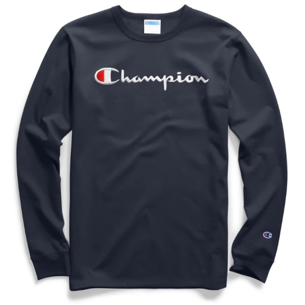 CHAMPION Men's Classic Script Logo Graphic Long-Sleeve Tee S