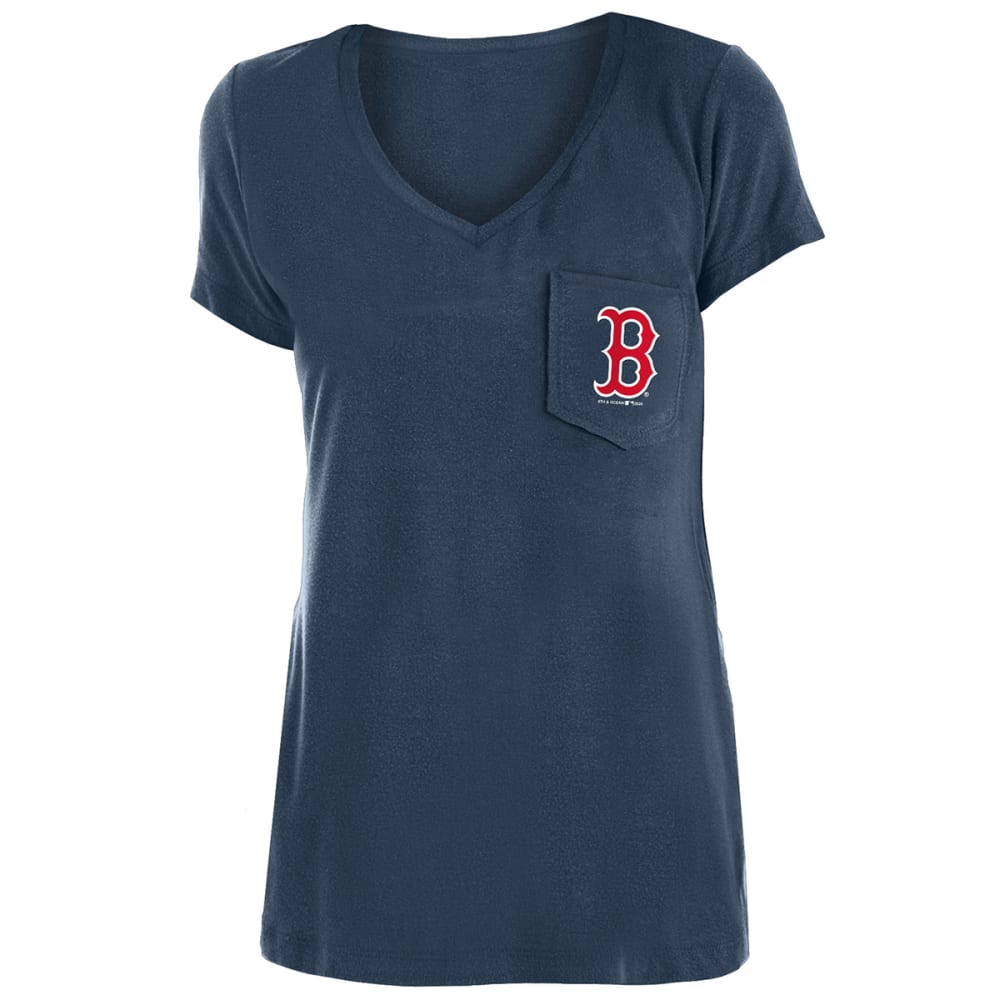 BOSTON RED SOX Women's New Era V-Neck Short-Sleeve Tee S