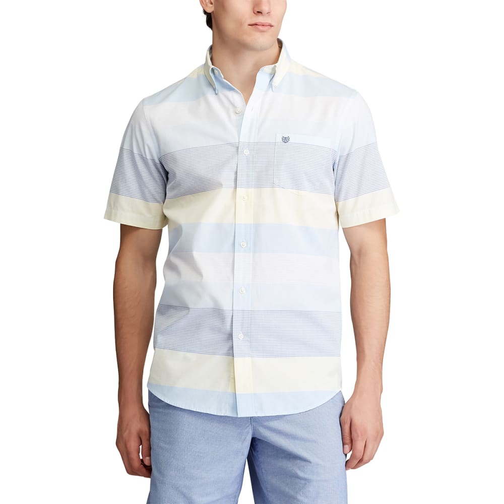 CHAPS Men's Short-Sleeve Easy Care Stripe Button-Down Shirt M