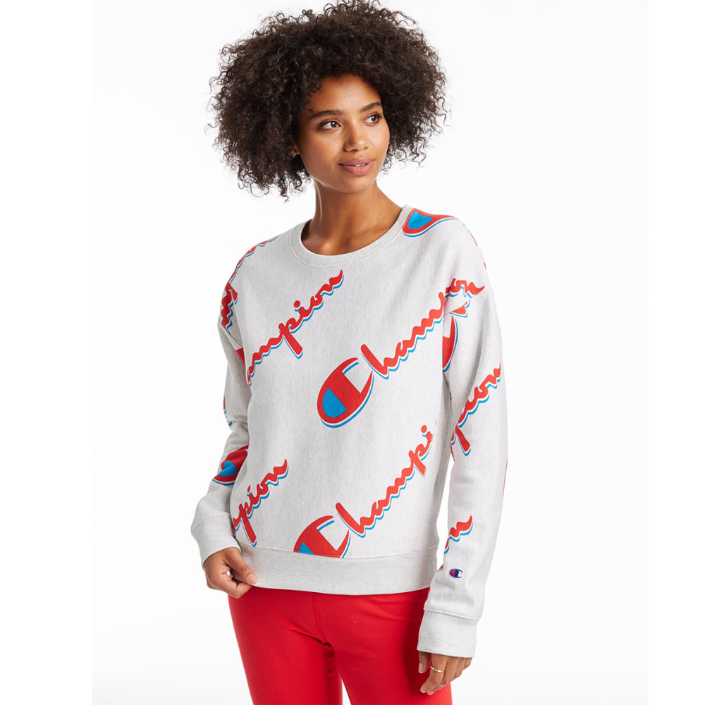 CHAMPION Women's Reverse Weave All Over Print Logo Sweatshirt M