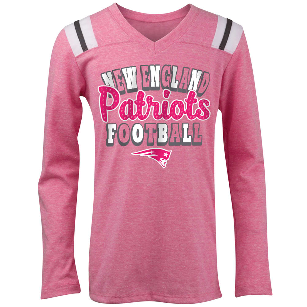 NEW ENGLAND PATRIOTS Girls' V-Neck Long-Sleeve Tee 14/16