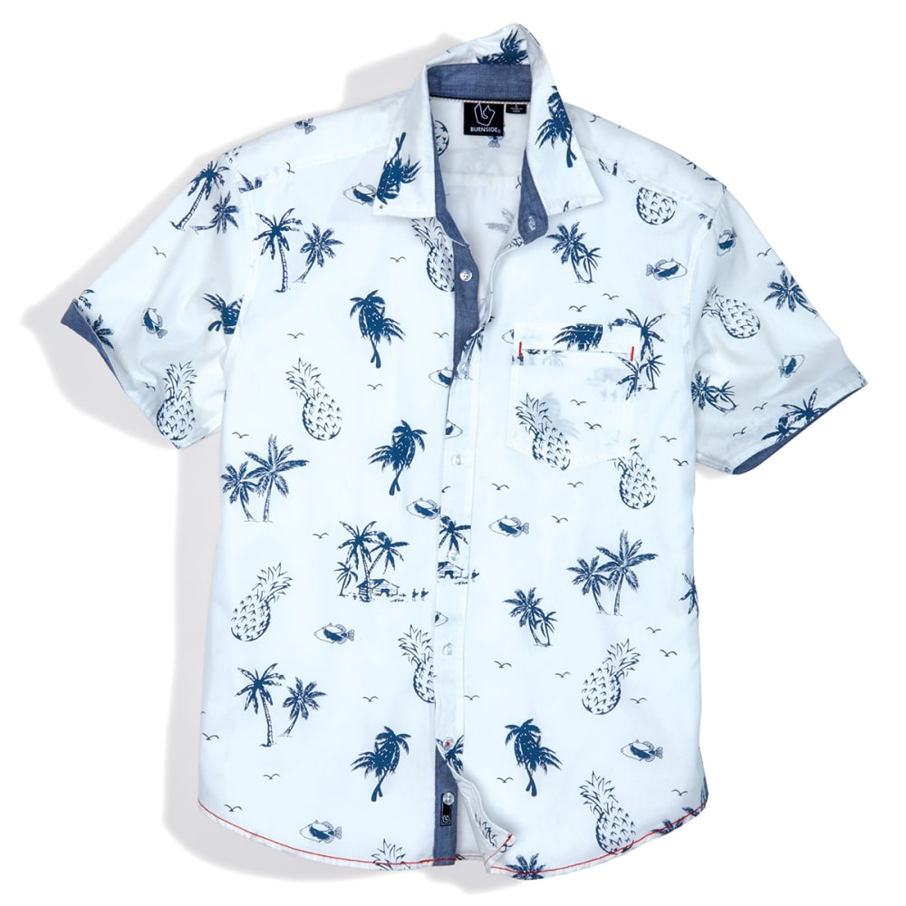 BURNSIDE Men's Pineapple Short-Sleeve Woven Shirt M