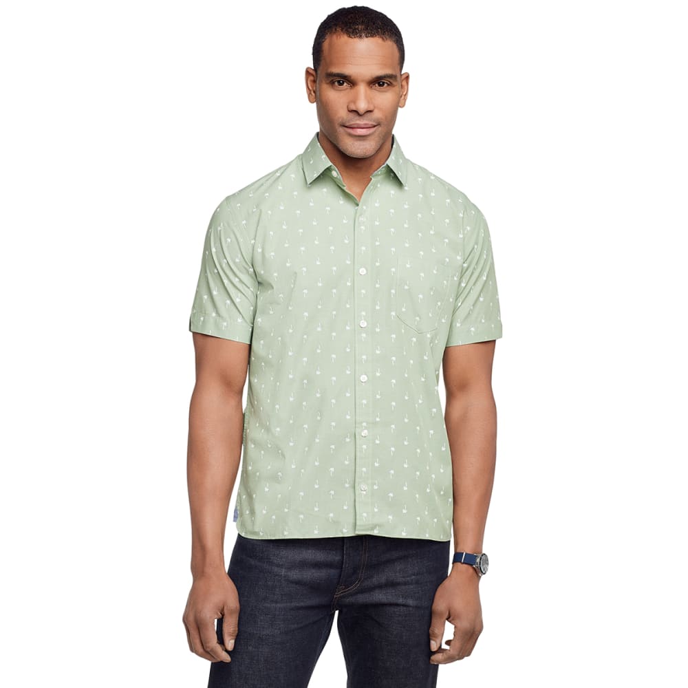 VAN HEUSEN Men's Short-Sleeve Short-Sleeve Never Tuck Palm Tree Shirt ...