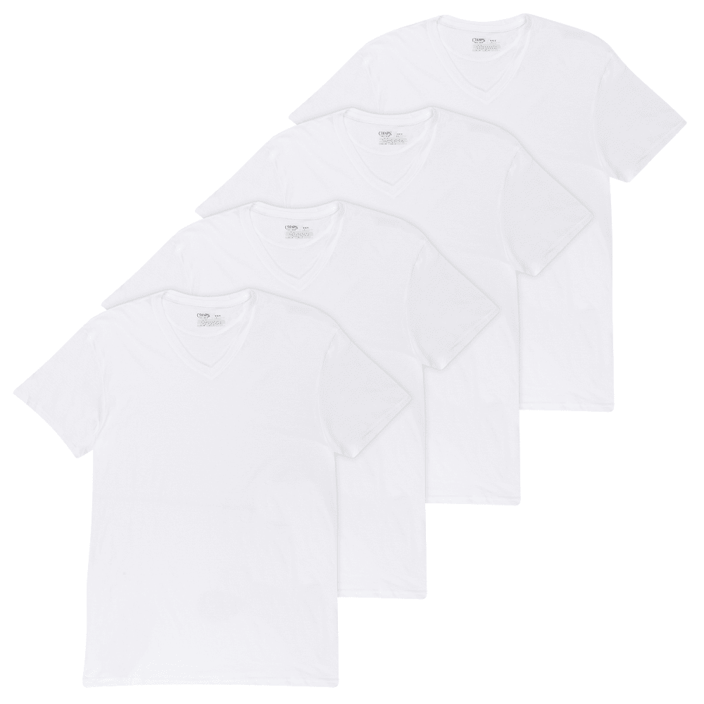 CHAPS Men's XXL Essential V-Neck Tee, 4 Pack XXL