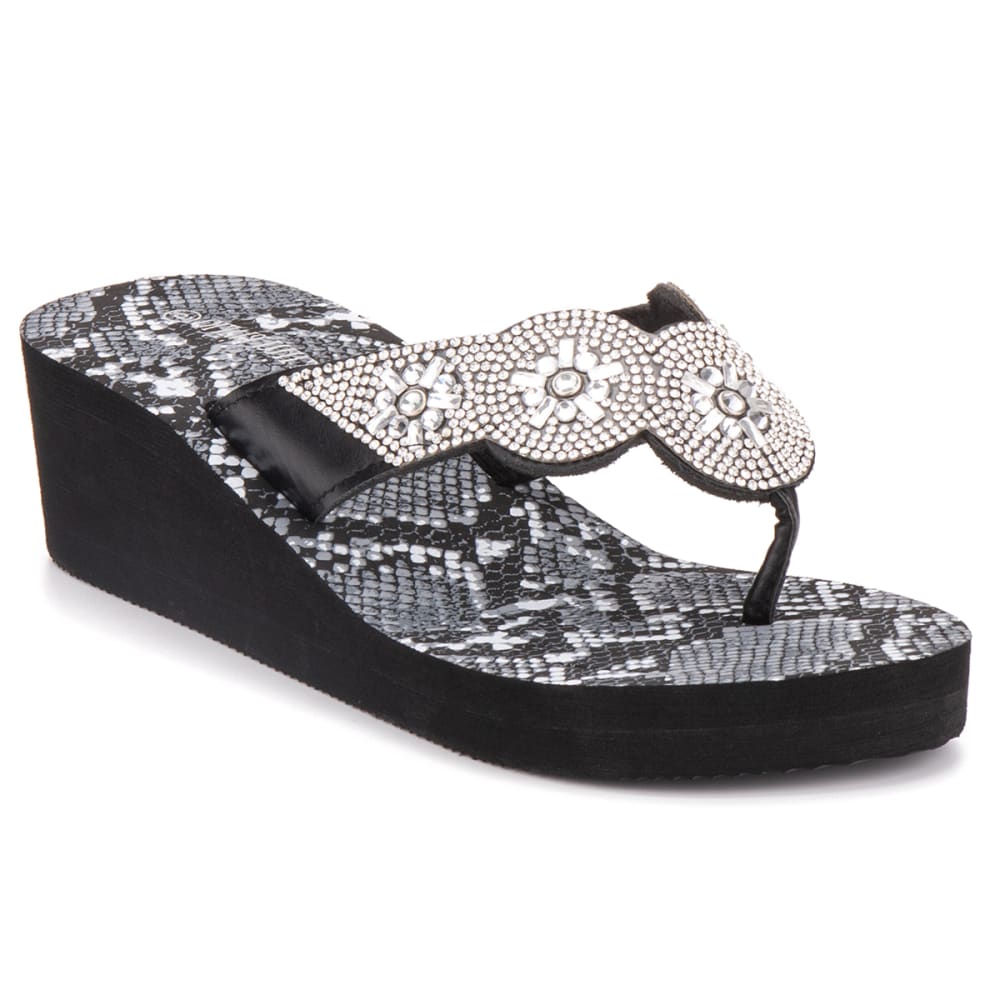 OLIVIA MILLER Women's Circle Snake Wedge Sandals 6