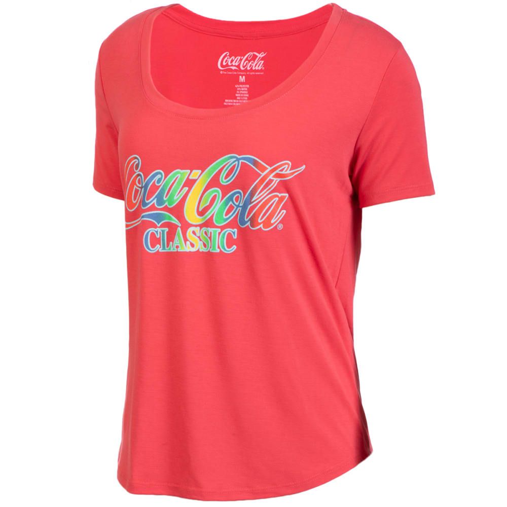 COCA COLA Juniors' Rainbow Short-Sleeve Graphic Tee M