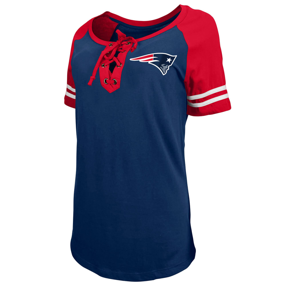 NEW ENGLAND PATRIOTS Women's New Era Lace-Up Short-Sleeve Top S