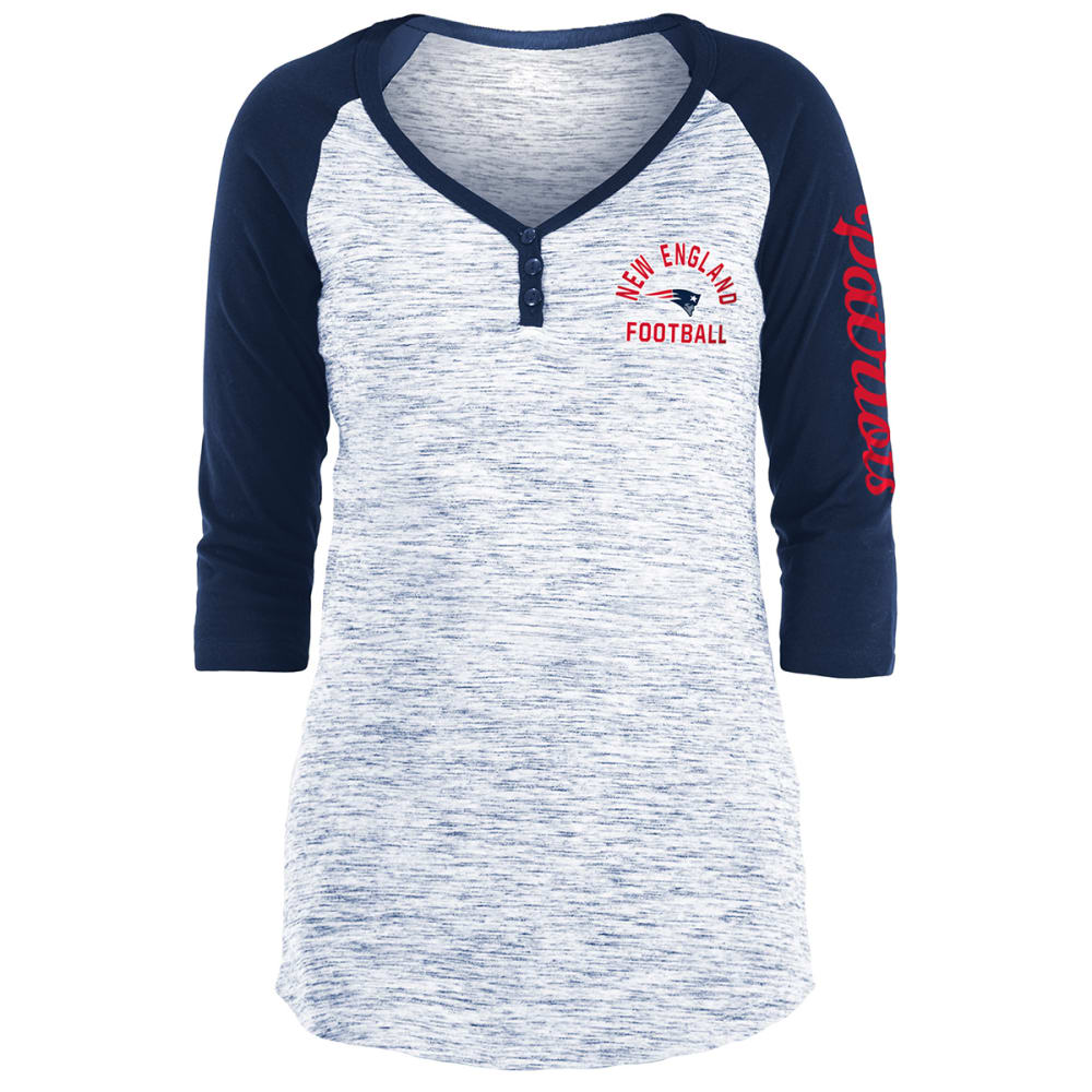 NEW ENGLAND PATRIOTS Women's Space Dye 3/4-Length Henley Tee S
