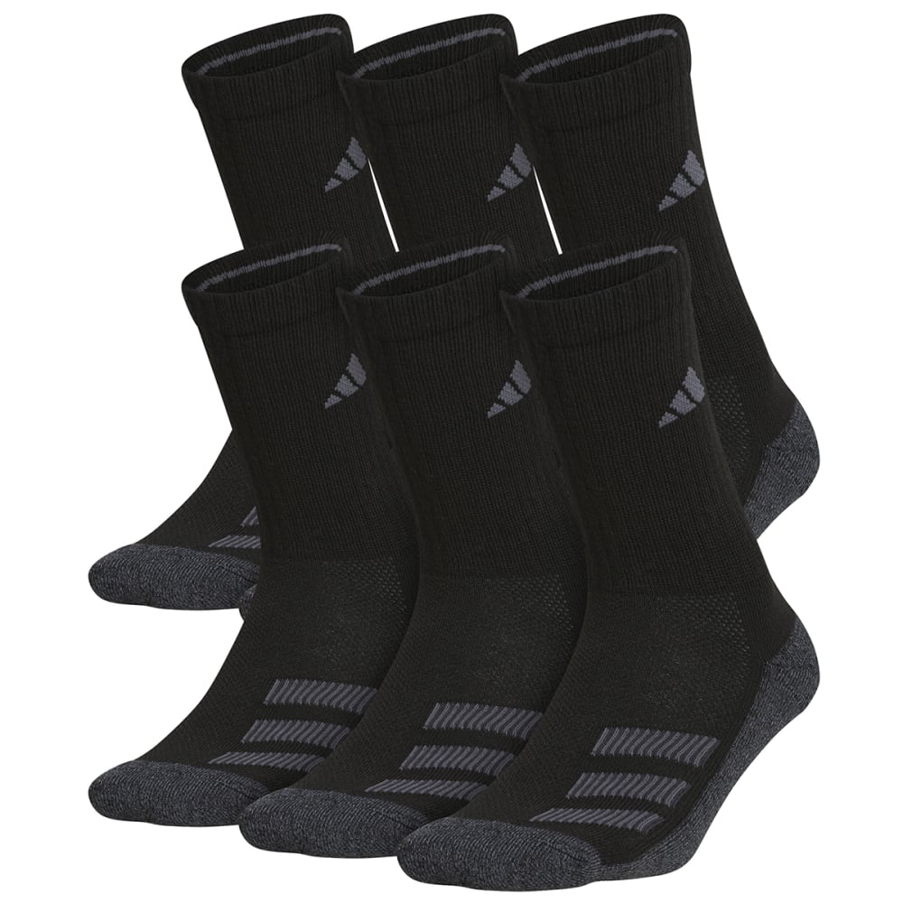 ADIDAS Youth Cushioned Angle Stripe Crew Socks, 6 Pack L