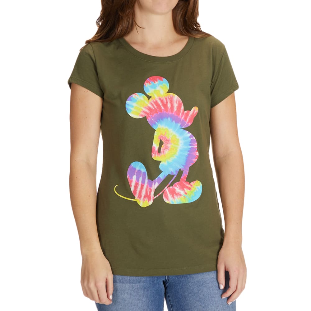 DISNEY Juniors' Tie Dye Mickey Short Sleeve Graphic Tee XS