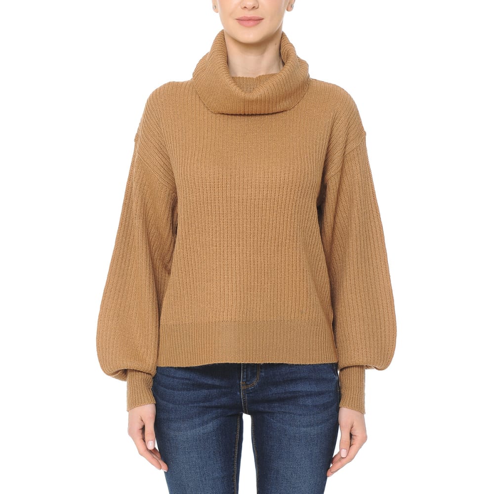 AMBIANCE Juniors' Cowl Neck Balloon Sleeve Sweater S