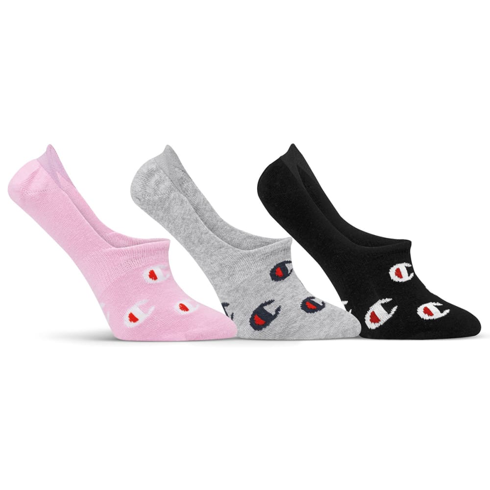 CHAMPION Women's All Over C's No Show Socks, 3 Pack 5-9