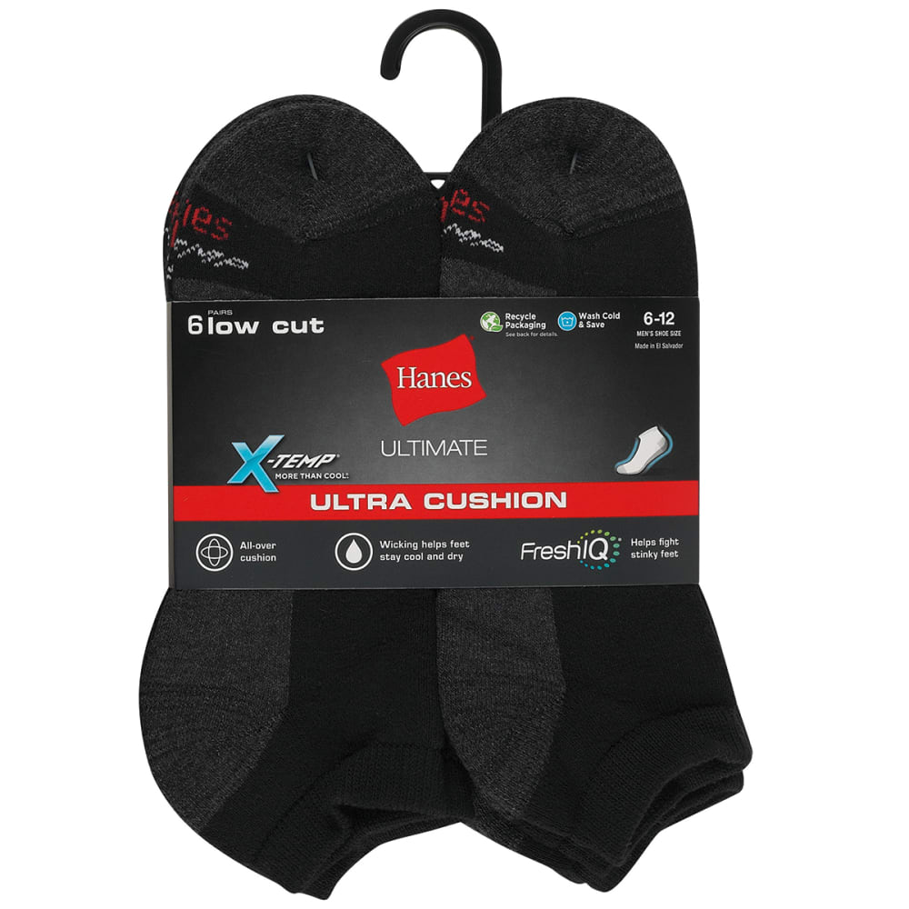 HANES Men's Ultra X-Temp Ultra Cushion Low Cut Socks, 6 Pack - Bob’s Stores