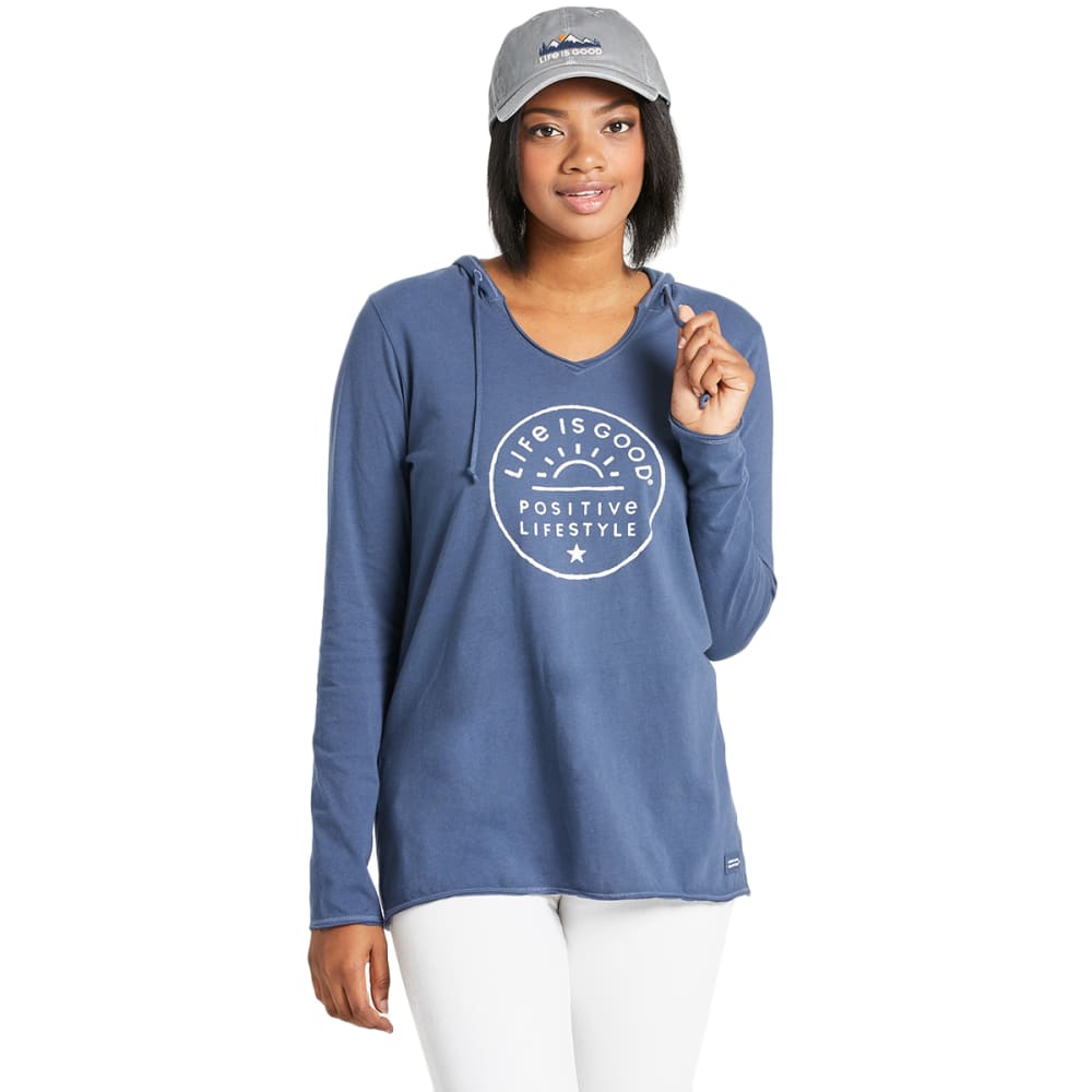 LIFE IS GOOD Women's Positive Rising Sun Crusher Lite Hooded Tee S