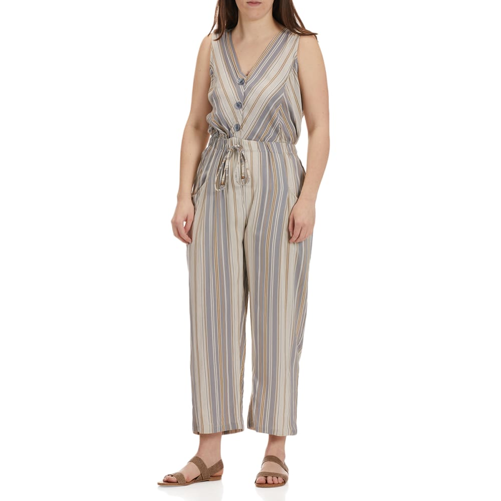 ANGIE Juniors' Smocked Bodice Wide Leg Jumpsuit S