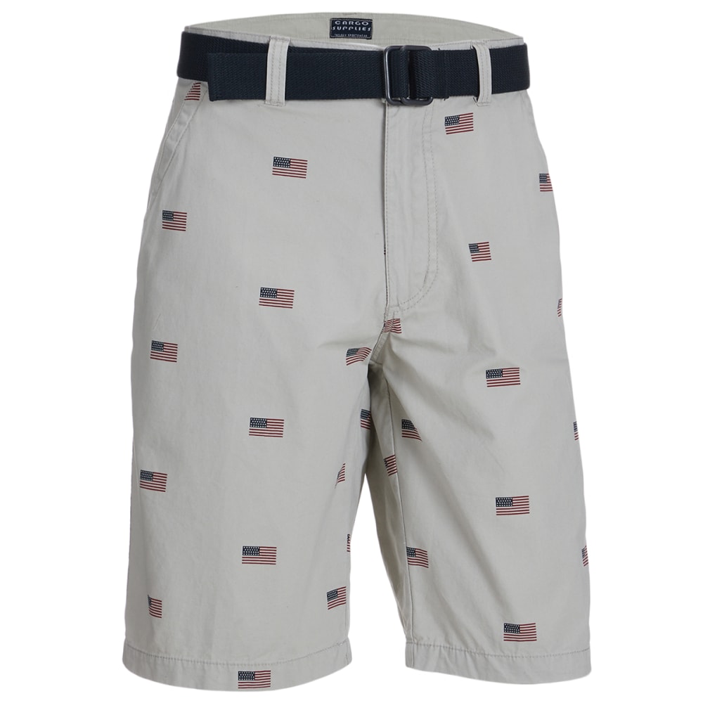 CARGO SUPPLIES Men's Flat Front Belted Shorts 30