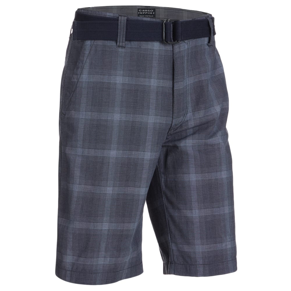 CARGO SUPPLIES Men's Flat Front Belted Shorts 32