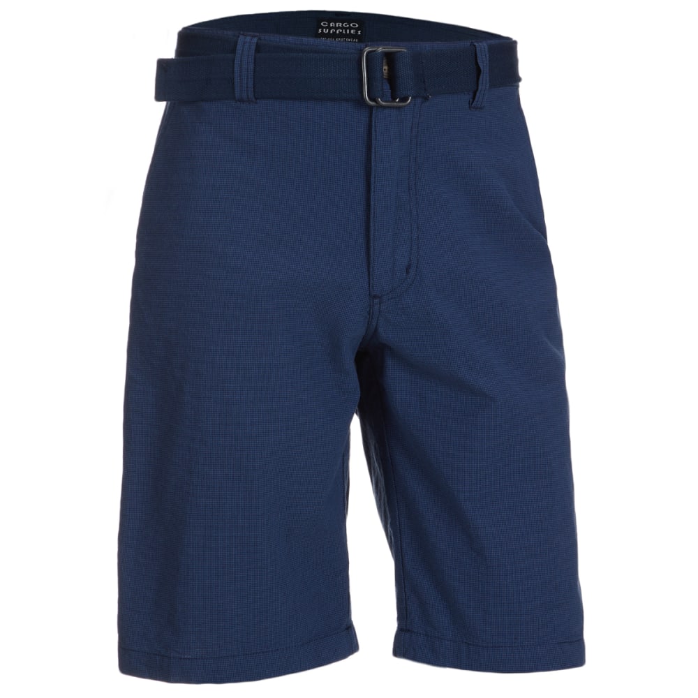 CARGO SUPPLIES Men's Flat Front Belted Shorts 32