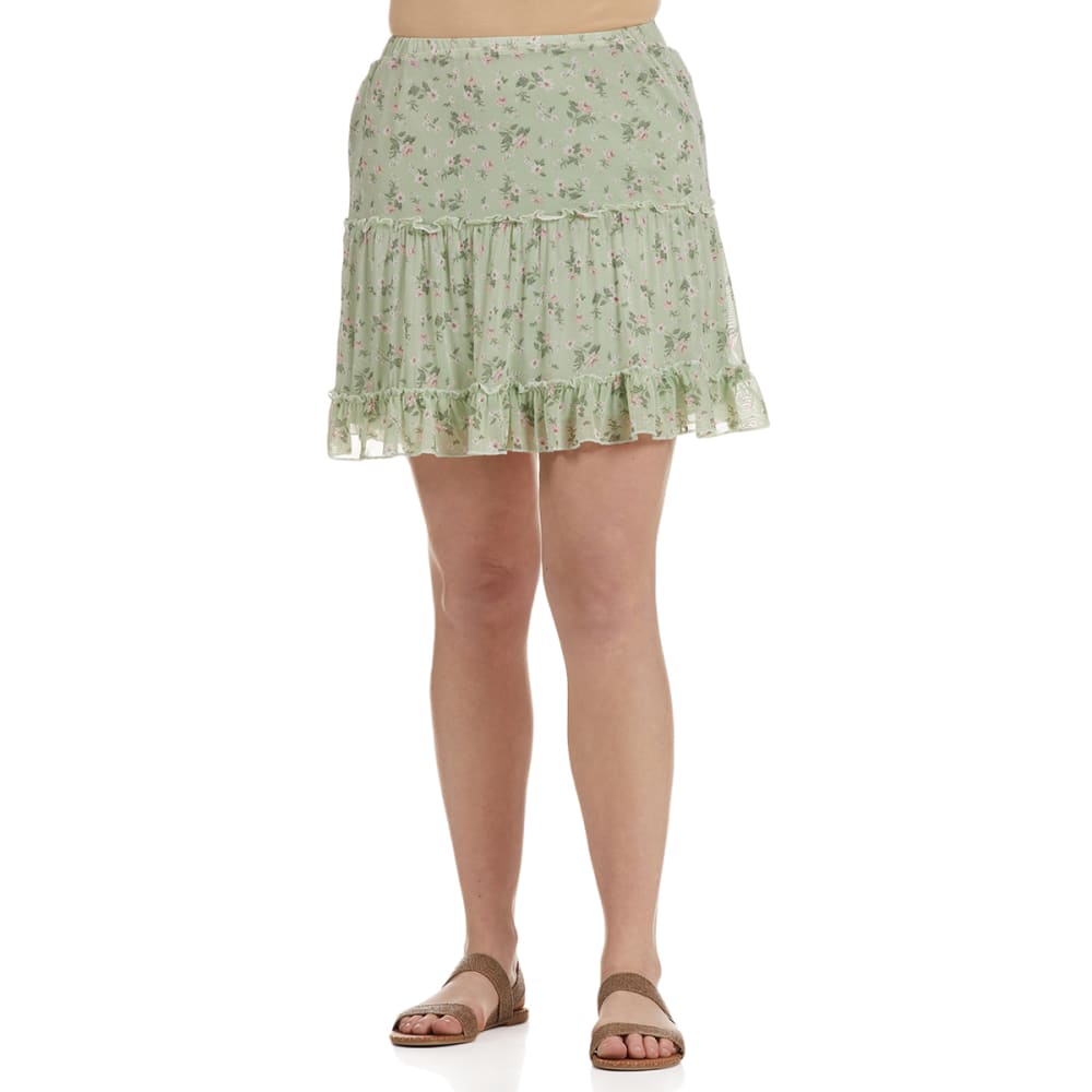 NO COMMENT Juniors' Tiered Ruffle Mini Skirt S