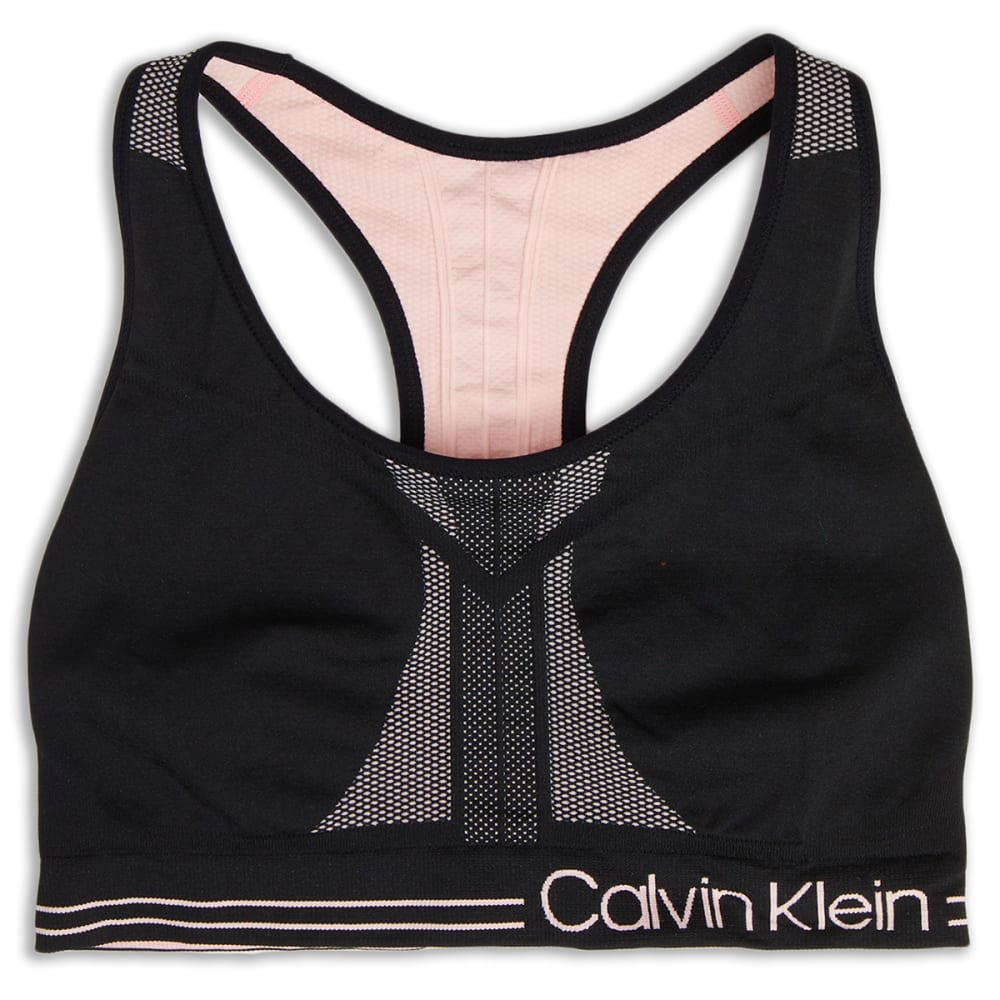 Calvin Klein Womens Performance Moisture Wicking Medium Impact Reversible  Seamless Sports Bra X-Large Seashell