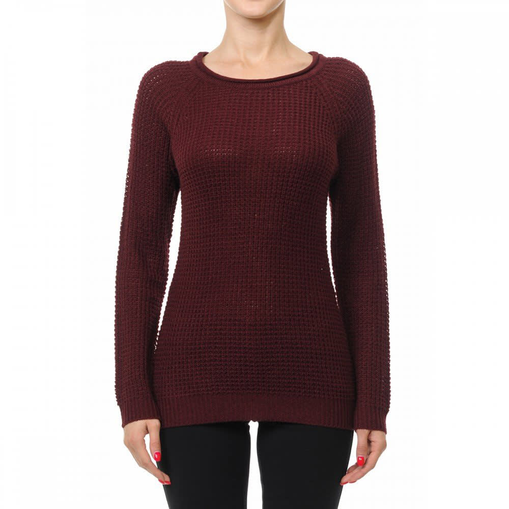 AMBIANCE Juniors' Raglan Sleeve Waffle Sweater S