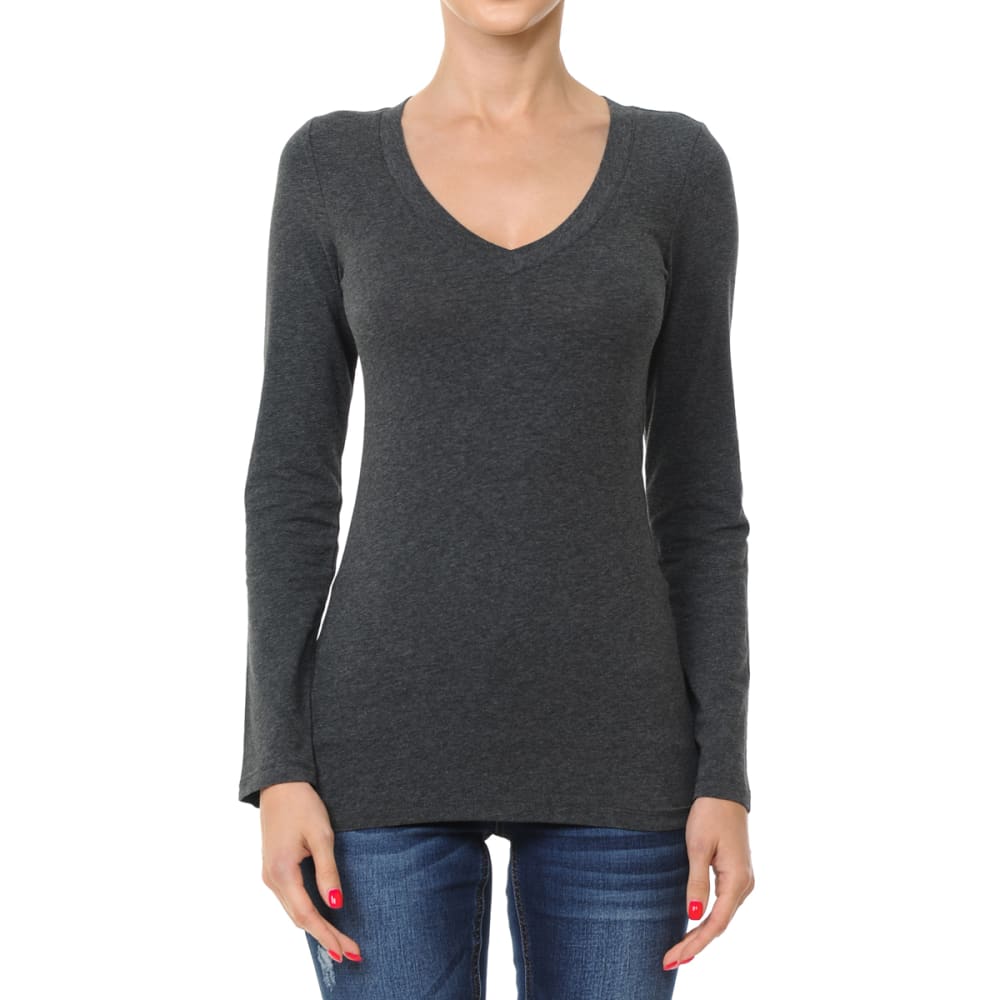 AMBIANCE Juniors' Long Sleeve V-Neck Top S