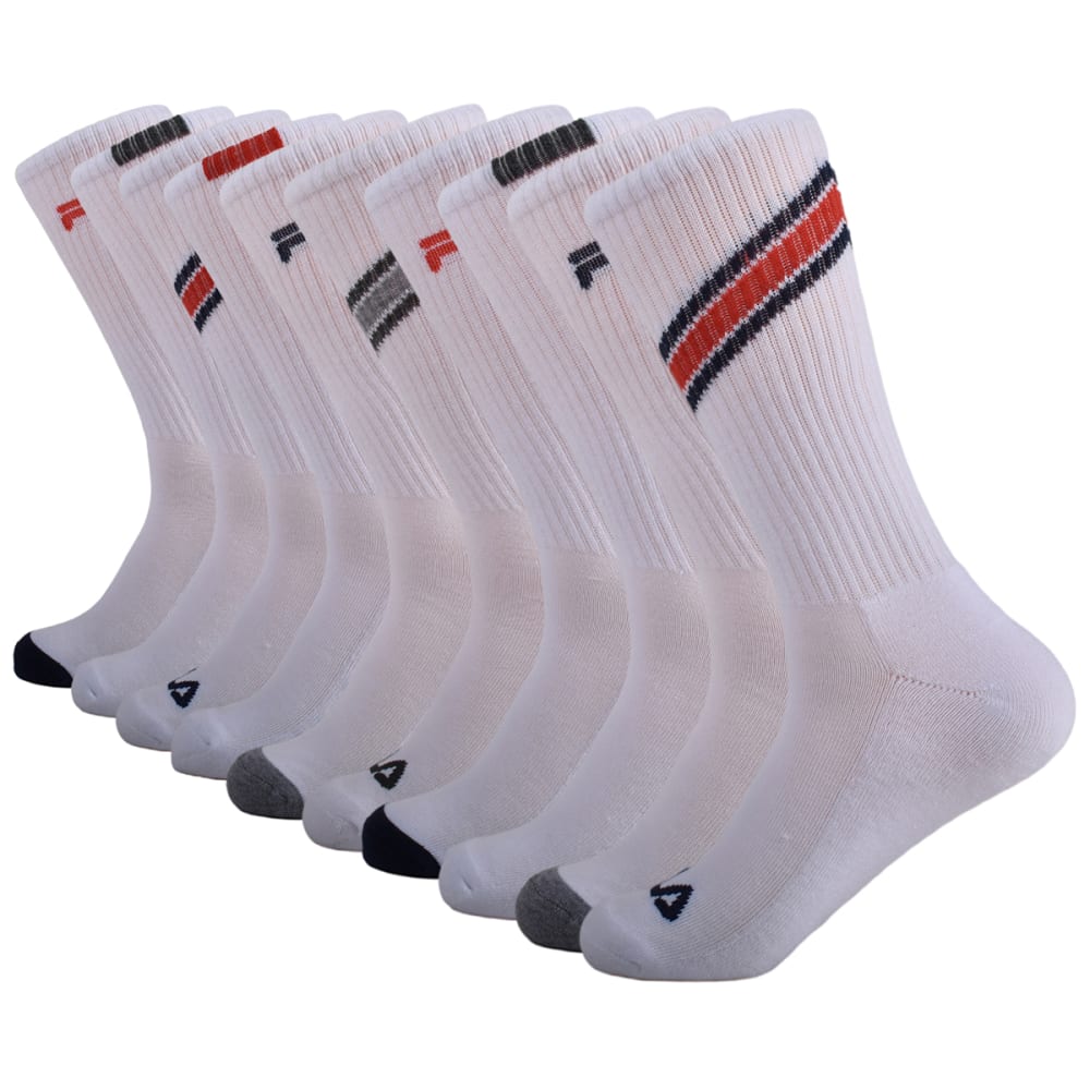 FILA Men's Chevron Striped Crew Socks, 10 Pack 10-13