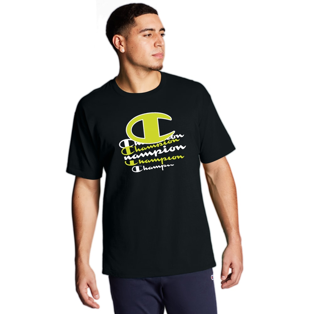 CHAMPION Men's Offset Logo Short Sleeve Graphic Tee S