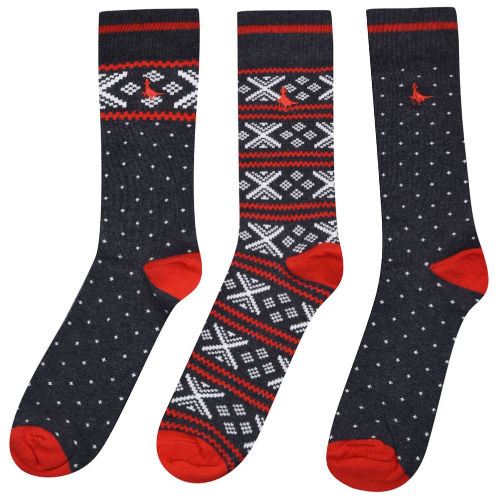 JACK WILLS Men's Bitterly Fair Isle Socks, 3 Pack ONESIZE