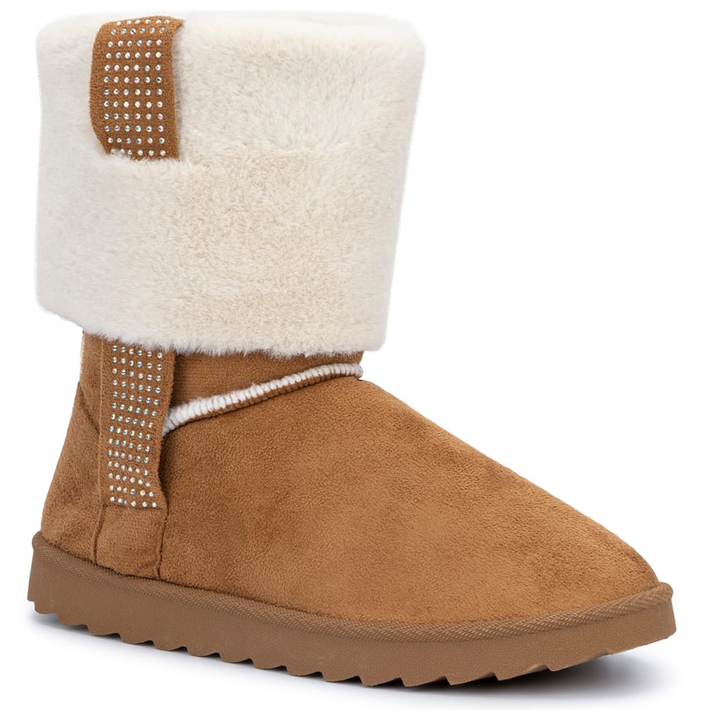 OLIVIA MILLER Women's Fur Cuff Slipper Boots 6