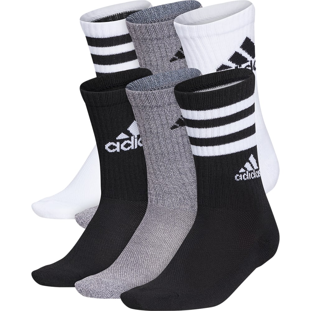 ADIDAS Boys' Cushioned Crew Socks, Assorted 6-Pack M