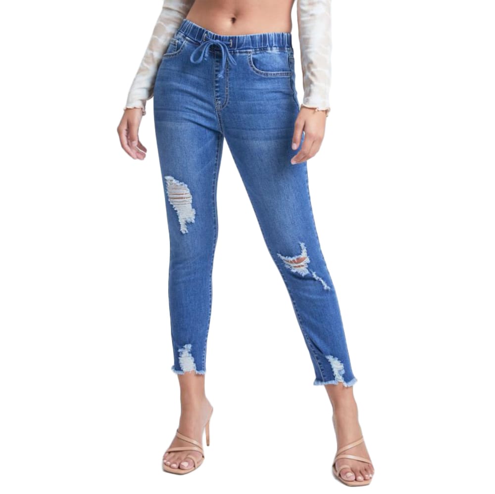 YMI Juniors' High-Rise Denim Ankle Jogger S