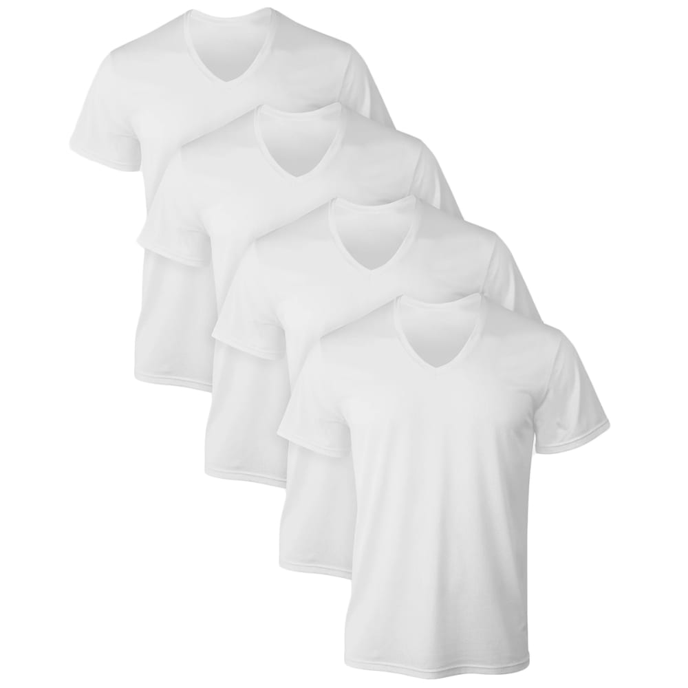 HANES Ultimate Men's X-Temp Mesh V-Neck Undershirts, 4-Pack Extended Size XXL