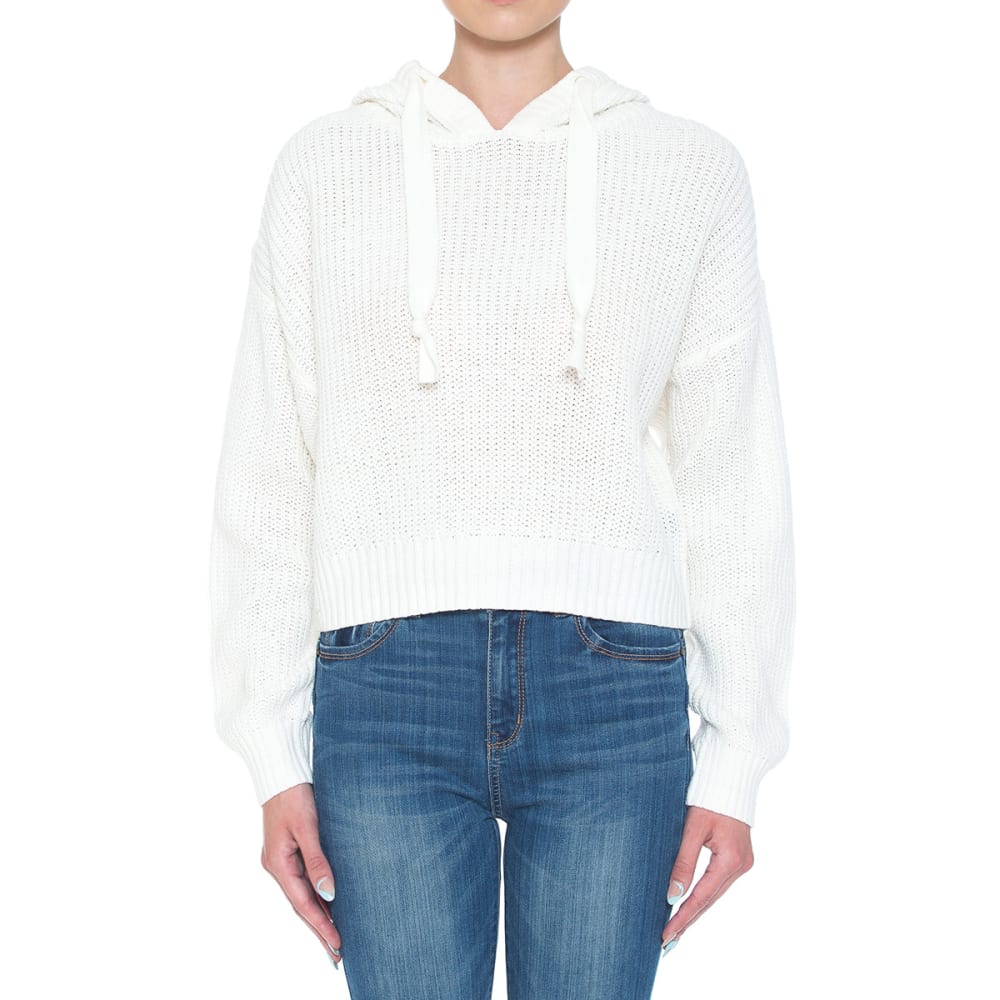 AMBIANCE Juniors' Drawstring Hooded Crop Sweater S