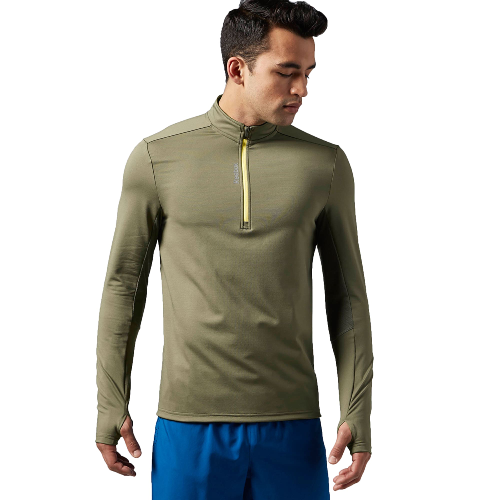Reebok Running Essentials Long Sleeve 1//4 Zip Shirt
