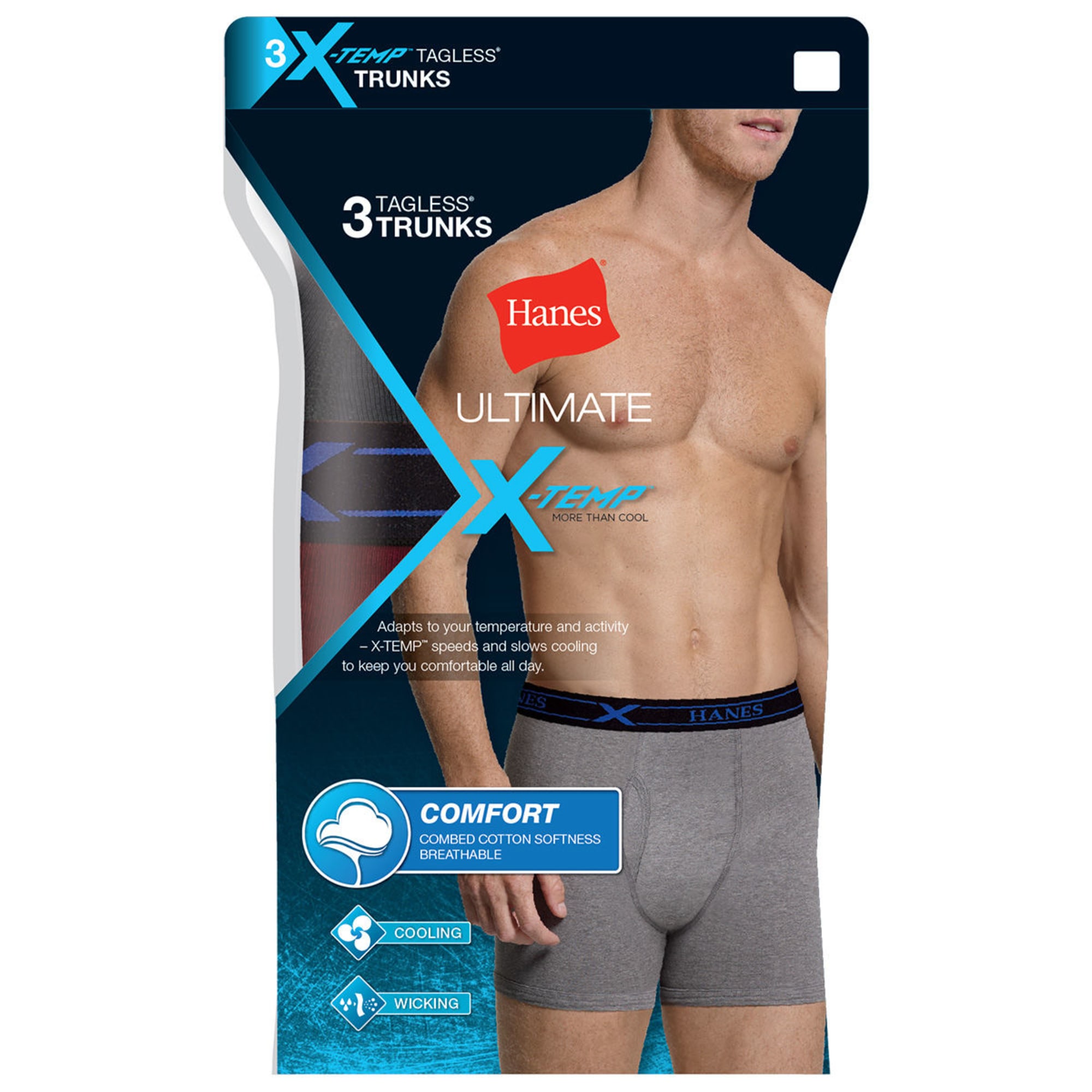 Hanes Premium Men's Xtemp Long Leg Boxer Briefs 3pk - Black/gray