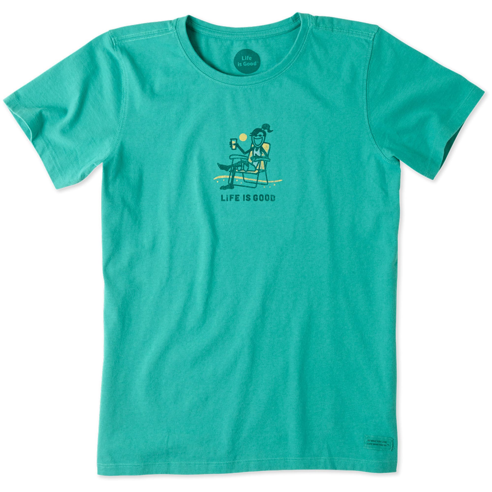 Life Is Good Women's Giraffe Heart Crusher Short Sleeve T-Shirt in Heather Grey Size XL | Cotton Blend
