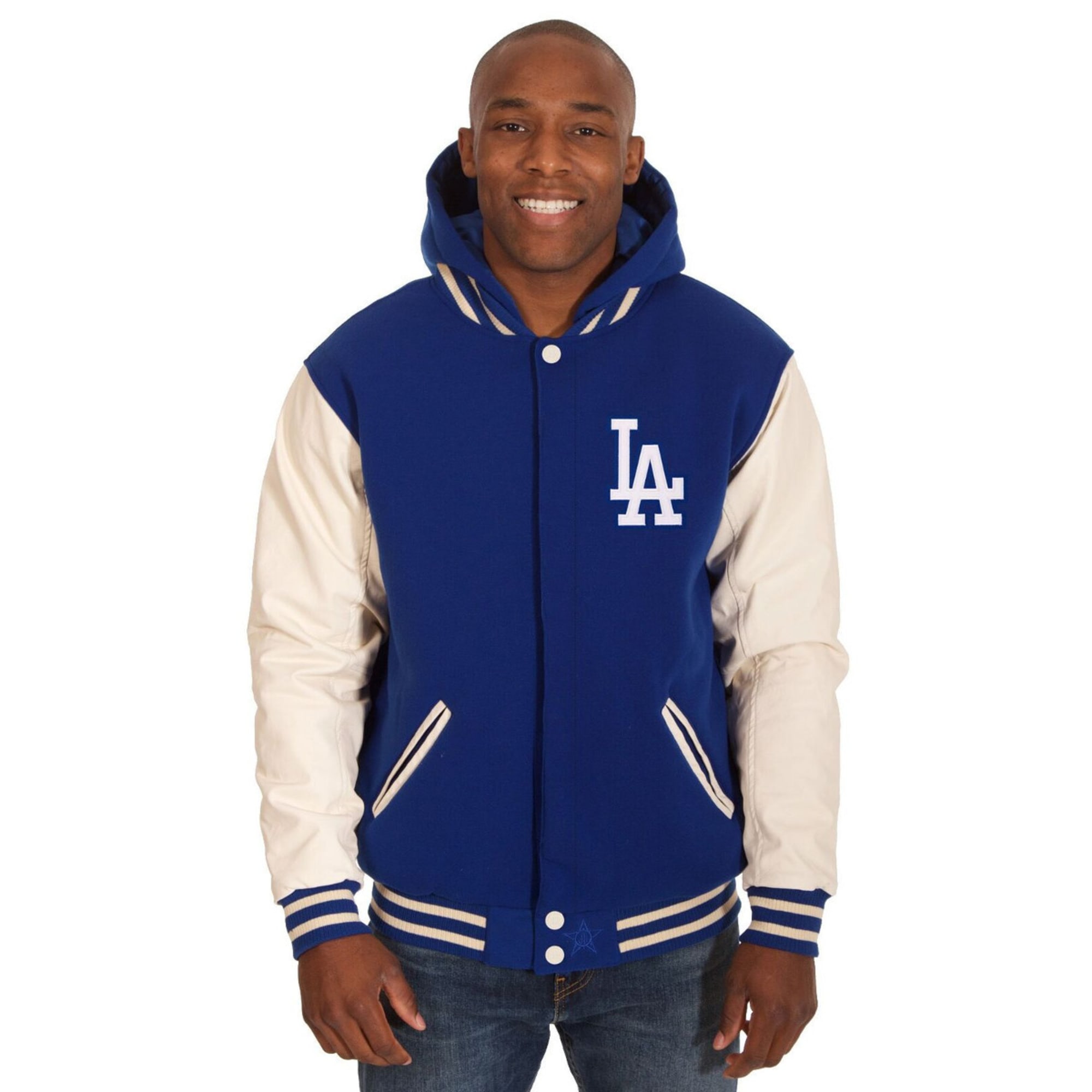 Los Angeles Dodgers Two-Tone Reversible Fleece Jacket - Gray/Royal