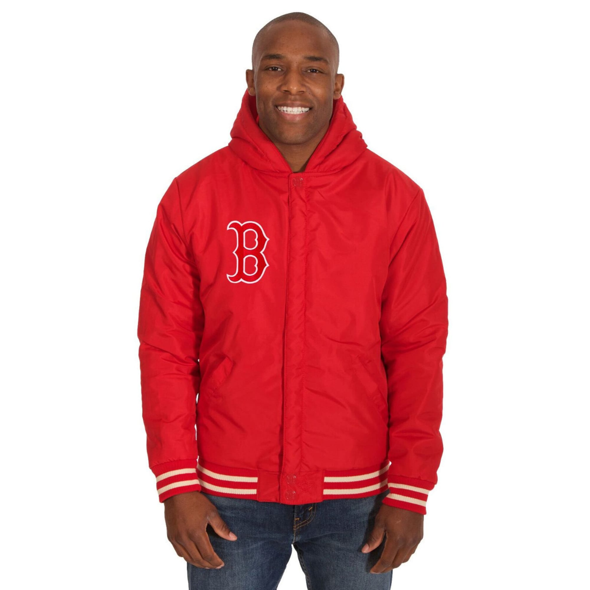 Boston Red Sox JH Reversible Fleece Jacket with Faux Leather Sleeves 3XL