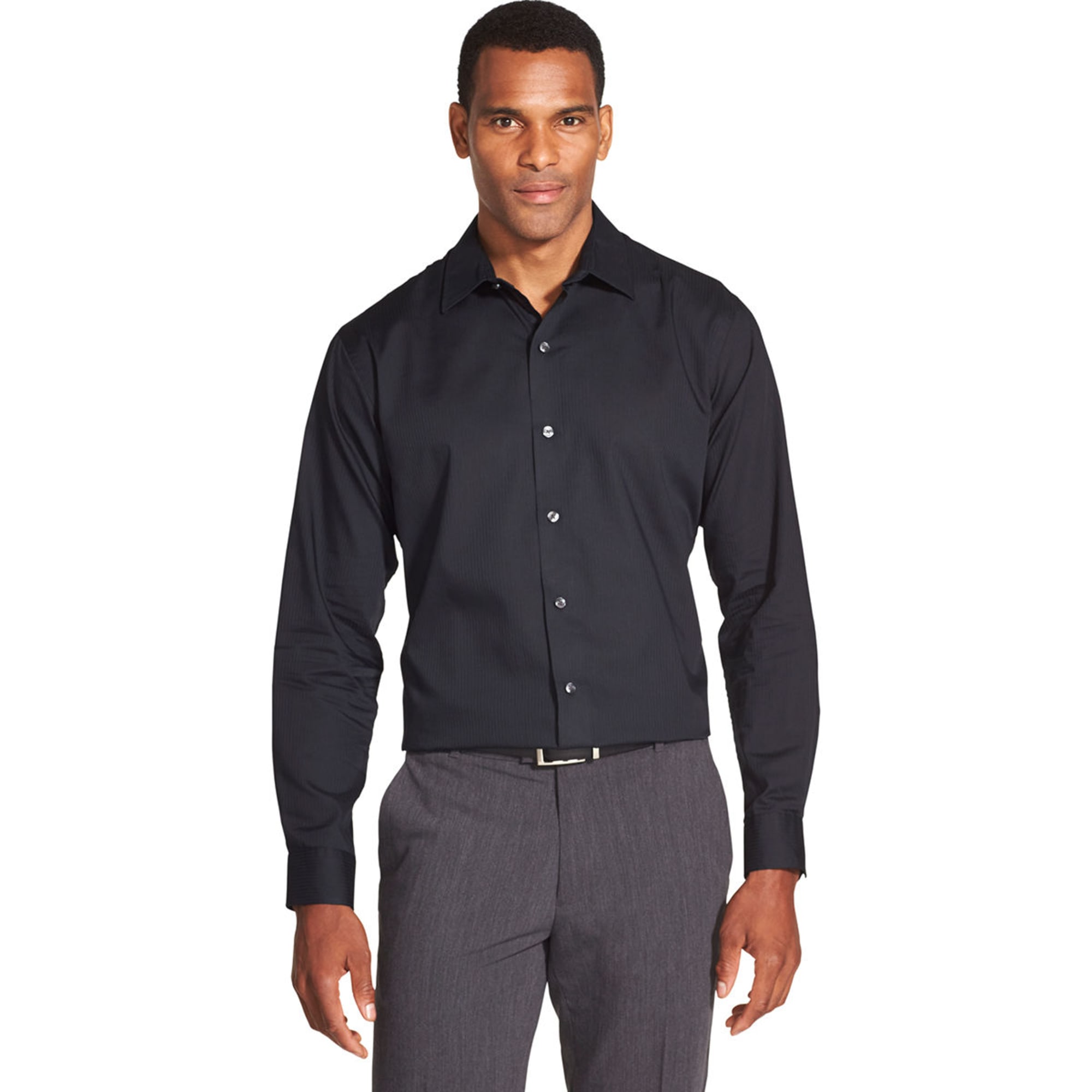 Van Heusen Mens Big and Tall Sateen Stripe Easy Care Long Sleeve Shirt ...