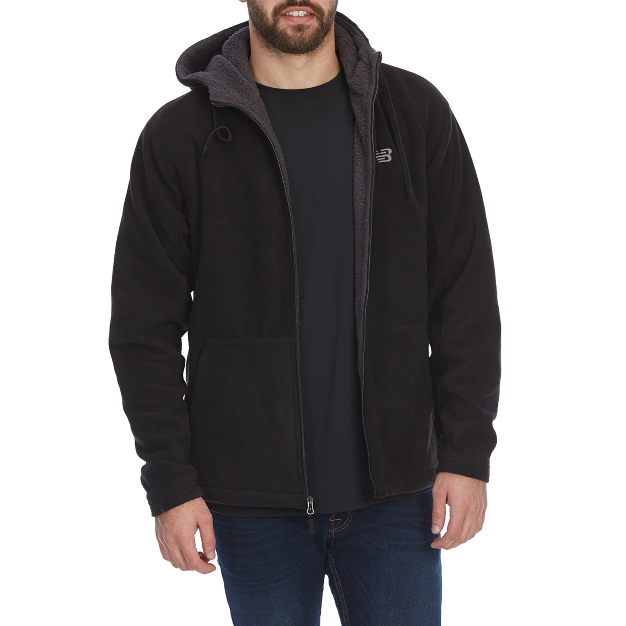 men's new balance sherpa-lined polar fleece hooded jacket